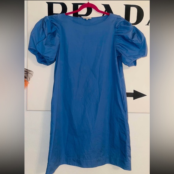 Lafayette 148 New York Blue Puff Sleeve Dress - Picture 3 of 5